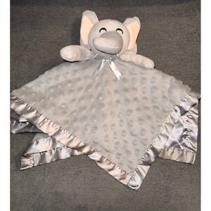 Pro Goleem Elephant Security Blanket Unisex 16x16 Gray  Minky Satin Lovey Huggie